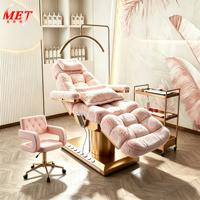 Mobilier de salon de beauté en tissu moderne touffeté Table de massage Lit à 4 moteurs électrique réglable pour le visage Lit de spa à vendre