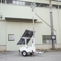 Tour d'éclairage mobile solaire portable, éclairage LED classé IP65, remorque, système d'énergie solaire