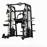 Máquina Smith con Power Rack y Cable Crossover, Equipo Multifunción para Gimnasio en Casa, Estación de Pesas para Sentadillas, Banco Ajustable