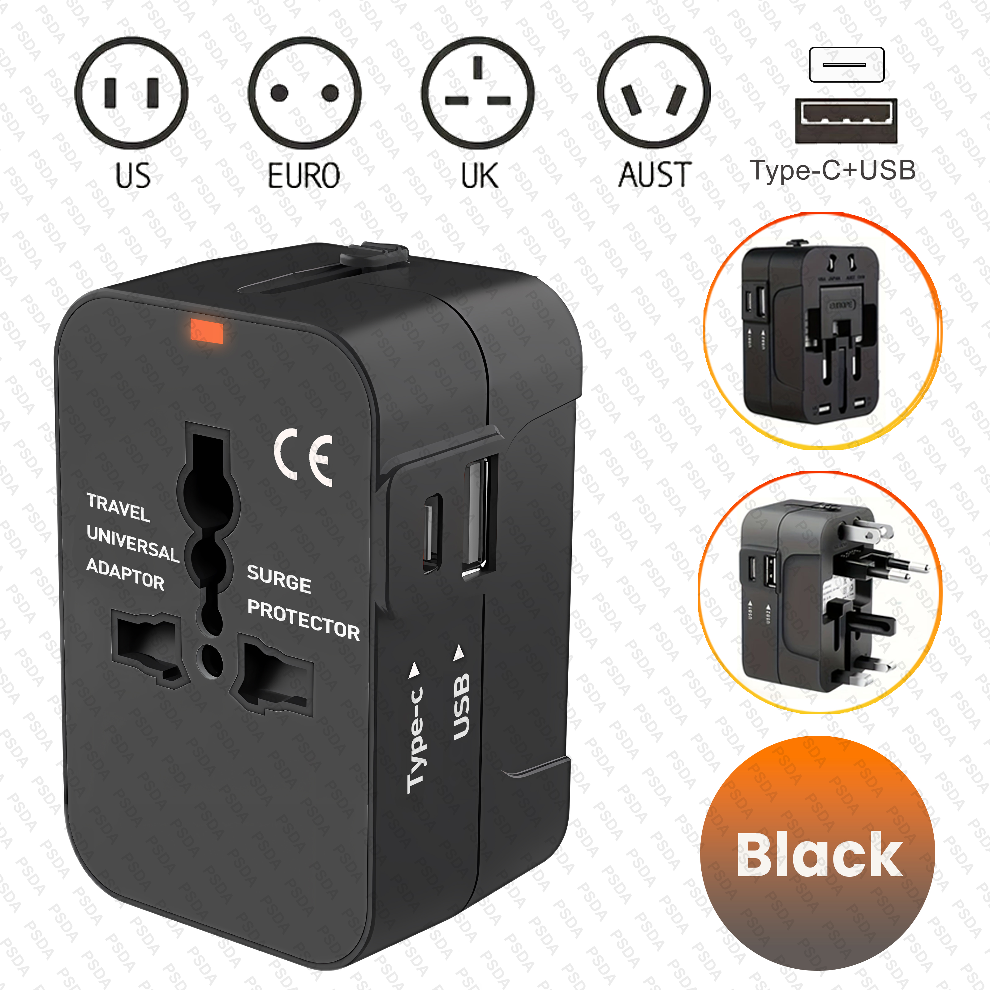 Noir -UNICH006B (USB+Type-C)