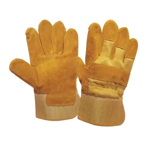 GL1021 10,5 "Guantes de trabajo de seguridad Guantes de trabajo de cuero de vaca Guantes de mano de soldadura cortos