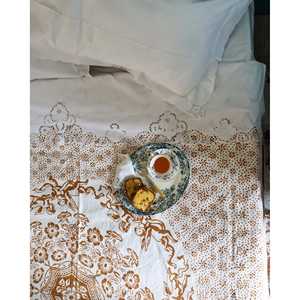 Juego de Sábanas Matrimoniales Pietrochianese con Bordado Calado, 6 Piezas, Fundas de Almohada Desechables de Lino, Diseño de Plantas - Product Image 1