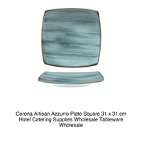 Assiette carrée bleue artisanale 31 × 31 cm Corona Pa1604912912