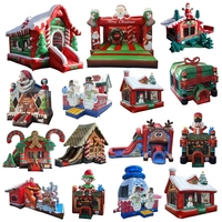 Château gonflable commercial de Noël extérieur avec rampe, motif bonhomme de pain d'épices