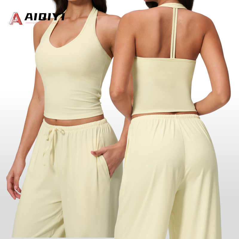 3058 Breathable Brushed V-Neck Tight-Fit Sports Bra for Women Running Workout Fitness Vest Yoga Tank Top