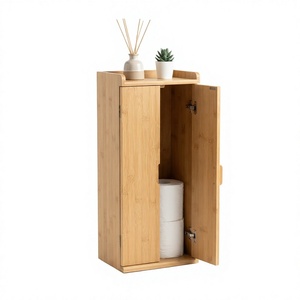 Meuble de rangement ultra-plat en bambou pour salle de bain, idéal pour les espaces étroits, avec plateau supérieur pour <span class=keywords><strong>papier</strong></span> <span class=keywords><strong>toilette</strong></span> - Product Image 1