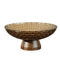 Hete Aanbieding Fabriek Groothandel Glaswerk Glazen Bord Vintage Stijl Amber Fruitbord