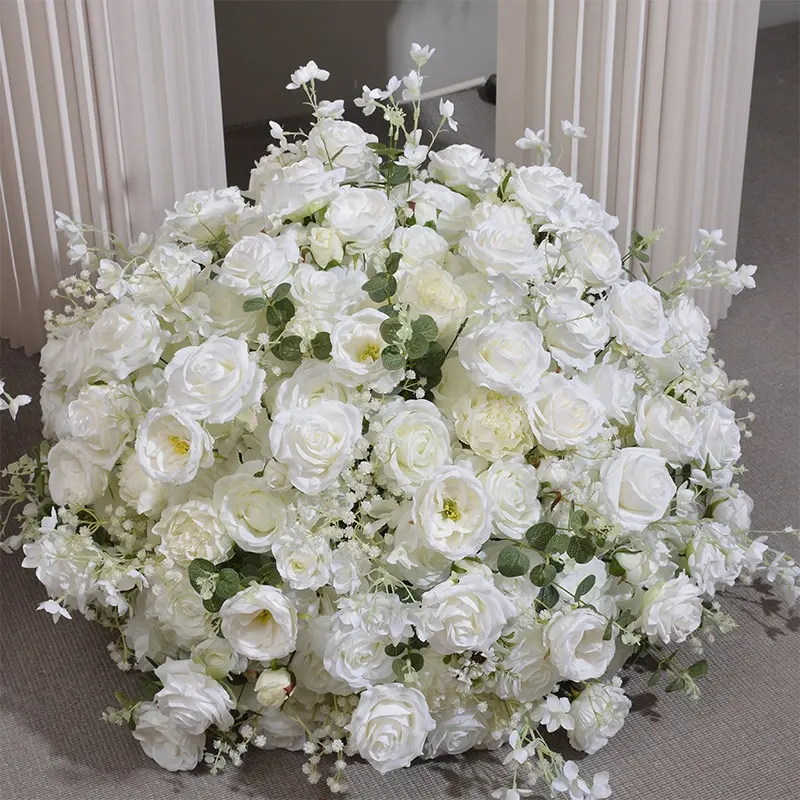 Белый Шелковый цветочный шар, украшение для свадебного стола