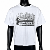 T-shirts pour hommes en coton blanc pur, col rond, manches courtes, impression DTG sur le devant, coupe courte, épaules tombantes, respirants, taille S