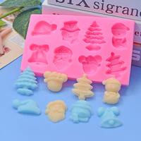Ensemble de moules en silicone à thème de Noël avec forme circulaire et emballage OPP pour la pâtisserie, les gâteaux DIY, le fondant, les chocolats, les biscuits