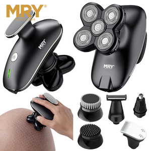 Rasoir électrique MRY IPX6 étanche 6-en-1 pour hommes, kit de toilettage rotatif 5D 7D, rasoir sans fil pour <span class=keywords><strong>rasage</strong></span> humide et sec - Product Image 1