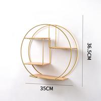Shenggmart — étagère murale hexagonale, en bois et métal, de forme ronde, décoration flottante, à suspendre