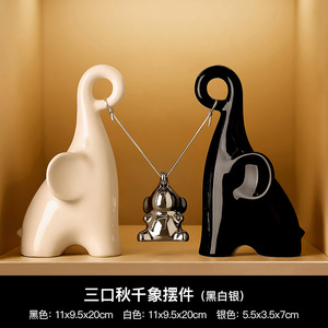 Adornos de Elefante de Porcelana Blanca de Lujo Ligero Creativo Behanmei, Decoración para Sala de Estar, Mueble de TV, Mueble para Vinos - Product Image 6