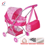 Chengji Ensemble de Jouets Chariot et Poussette de Poupée pour Jeux de Rôle Enfants, avec Panier de Rangement et Sac à Main Pare-Soleil