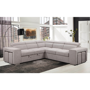 Easy to Hand-assembled <strong>air</strong> Permeability 2s+corner+2s Ottoman Cream White <strong>Velvet</strong> Sectional <strong>Sofa</strong> Sets <strong>Sofa</strong> <strong>Bed</strong> - Product Image 1