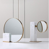 Miroir de maquillage à base de marbre de haute qualité Miroir de coiffeuse de table Art déco Miroir à main personnalisé pour les chambres