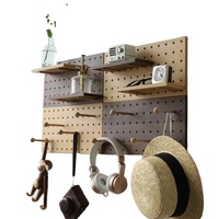Panneaux de rangement et d'affichage pour bricolage, panneau perforé en bois, organisation de l'affichage modulaire, étagère à crochets muraux
