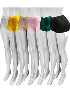 2025 estate nuove donne lucide elastiche sportive Yoga Gym Fitness Leggings <span class=keywords><strong>corti</strong></span> in raso tinta unita lucidi <span class=keywords><strong>pantaloncini</strong></span> da <span class=keywords><strong>ciclismo</strong></span> - Product Image 3