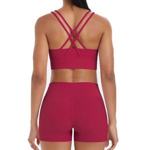 Ensemble de vêtements de sport pour femmes, de haute qualité, personnalisé, respirant, dos nu, soutien-gorge de sport, short de sport pour le yoga et la remise en forme - Product Image 2