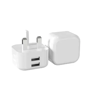 UK 3pins Plug 2 USB Charging Output Power Supply Adapter Smart Mobile Phone Chargers With Double USB A Ports