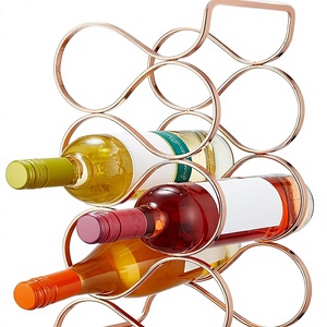 Porte-vin en cuivre moderne, capacité de 6 bouteilles, design minimaliste, meuble de présentation pour la maison - Product Image 3