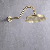 Kit de barre de douche coulissante en laiton Drettyer avec pommeau de douche rond vintage cascade de 9 pouces à fixation murale, incluant poignée et bras de douche