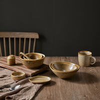 Assiette creuse en céramique de porcelaine à glaçure réactive ST, motif végétal, pour pâtes et salades, vaisselle de table pour hôtels, traiteurs et cuisines, portable et réutilisable