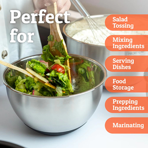 Nhà bếp Baking salad trộn bát đặt 16/20/24/26/28cm lớn thép không gỉ với Silicone dưới đánh bóng kỹ thuật - Product Image 4