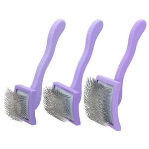 Professional Salon Slicker Brush 135&deg; Curved Pins Deep Undercoat Cleaner Matted Fur Remover for Long Hair Pets - Product Image 2