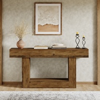 Table console longue de 63 pouces, style farmhouse à 2 niveaux, pour derrière le canapé, grande table étroite pour entrée ou salon