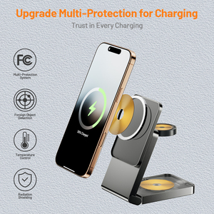 Q2.2 Estación de Carga Inalámbrica Magnética 3 en 1 de 25W, Soporte Plegable <span class=keywords><strong>para</strong></span> iPhone 15 16, <span class=keywords><strong>Cargador</strong></span> Multifuncional <span class=keywords><strong>para</strong></span> Teléfono Móvil - Product Image 5