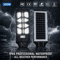 Lampe solaire de rue extérieure 100W pour jardin et cour avec 294 LED haute puissance, capteur de mouvement PIR et allumage automatique au crépuscule