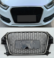 Parrilla Delantera Estilo Panal de Abeja, Material ABS, Estilo RSQ3, Marco Cromado PNB, Rejilla Negra para Audi Q3 SQ3 2013-2015 8U, Fácil Instalación