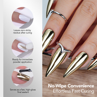 Missgel Top Coat Gel Transparent Haute Brillance pour Poudre Chromée Sans Essuyage Anti-Adhérent Longue Durée Effet Miroir Brillant Sans HEMA ni TPO Base Chrome