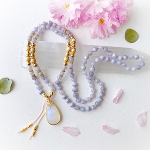 Usine en gros à la main en dentelle bleue naturelle agate pierre perles populaire collier cristal gemme pierre chaîne femmes bijoux - Product Image 1