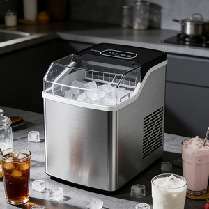 RANBEM Compact <strong>Ice</strong> Cube <strong>Maker</strong> 1.5L Tank Touchpad Control Stainless Steel 15kg/24hrs <strong>Ice</strong> Machine For Home - Product Image 1
