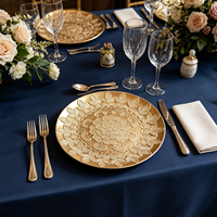 Assiettes de présentation rondes en PP de 13 pouces, durables, pigmentées, style américain, motif doré, pour fêtes, hôtels, événements de remise de diplômes et usage domestique