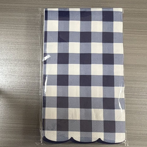 Biologisch Abbaubare Blau-Weiße Gingham Dreischichtige Papierservietten mit Wellenkante Tischdekoration für Hotel Valentinstag Halloween - Product Image 6