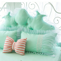 Lot de 2 taies d'oreiller 100 % coton style princesse avec bordure en dentelle et volants, fermeture éclair au dos, housse de coussin douce pour chambre de filles, fournitures de literie