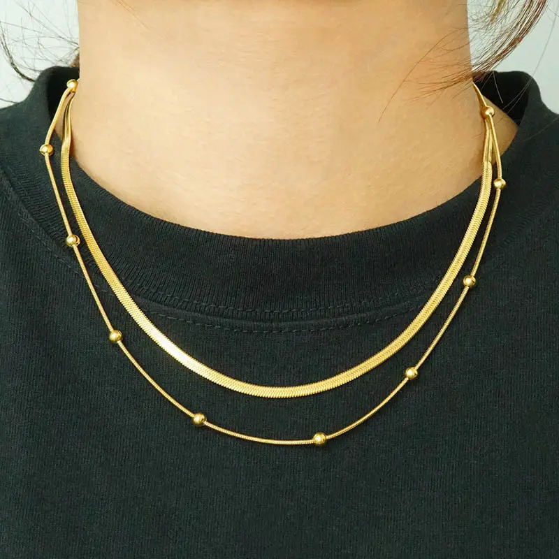 Ince yuvarlak yılan zincir aşk kalp kolye 18K altın kaplama paslanmaz çelik kolye kadınlar için sevimli Minimalist takı