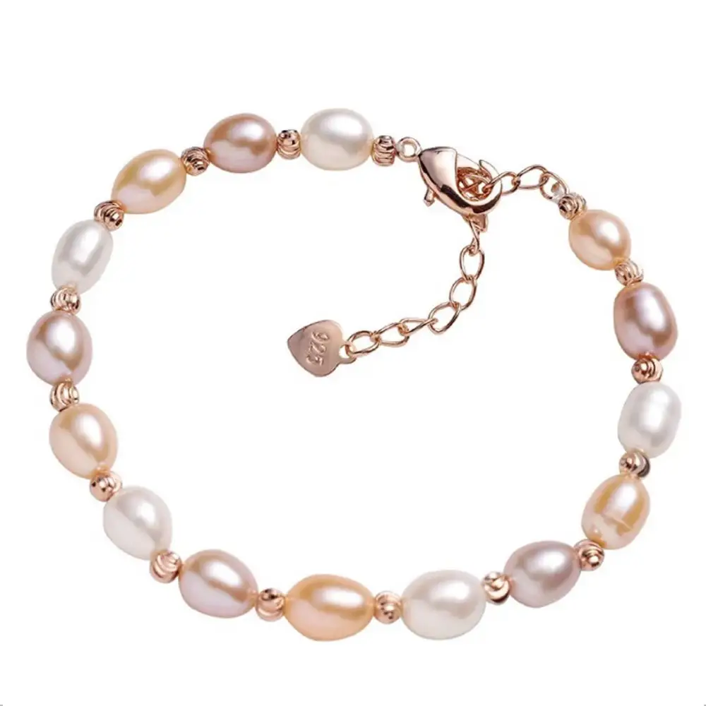 Bracelet en perles de culture d'eau douce blanche, fait à la main, bijoux avec perles, nouvelle mode