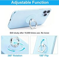 Soporte de Anillo Transparente Plateado para Teléfono Móvil con Rotación de 360 Grados y Soporte de Dedo, Agarre Transparente para Teléfono Móvil