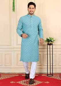 Alta calidad boda fiesta casual desgaste rayón diseño Franchico hombres tradicional y pesado Kurta con pijama proveedor al por mayor - Product Image 4