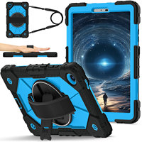 Étui antichoc 3 couches pour Lenovo Tab One 8.7 K9 TB305FU 2025 avec support rotatif à 360°, dragonne et bandoulière, bicolore, pour enfants, OEM ODM