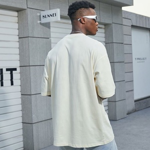 Épaule tombante surdimensionnée imprimée de qualité personnalisée poids lourd tricoté 100% coton Smart décontracté anti-rides T-Shirt pour hommes vierge - Product Image 3