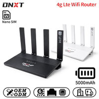 Routeur SIM 4G DNXT LTE Cat4 Modem 2,4 GHz WiFi6 300 Mbps 5000 mAh Routeur WiFi SIM WPS AP/Station Routeur LTE pour usage professionnel