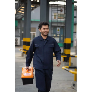 Navy Men's Autumn Labour Wear Resistant Work Clothes Industrial Factory Workshop Construction Workwear Suits - Product Image 1