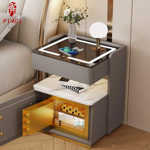 Mesita de Noche Inteligente Moderna con Cargador Inalámbrico, Luz LED, Altavoz Bluetooth, Puerto USB, 3 Cajones, Mesa Auxiliar de Madera para Dormitorio - Product Image 2