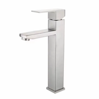 SANIVITAL Robinet de lavabo moderne en acier inoxydable avec cartouche céramique, à poser sur le comptoir, monotrou, eau chaude et froide, pour salle de bain, extérieur, salle de sport