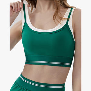 Ensemble de sport de tennis pour femme, rembourré, color block, toucher frais, décontracté, deux pièces, anti-exposition, pour Pilates et Yoga - Product Image 6